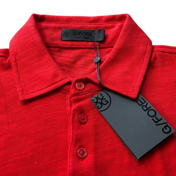 G/FORE Red Polo Slub Cotton Clubhouse Slim Cut Polo Shirt Men’s Size Large NWT - Picture 1 of 8